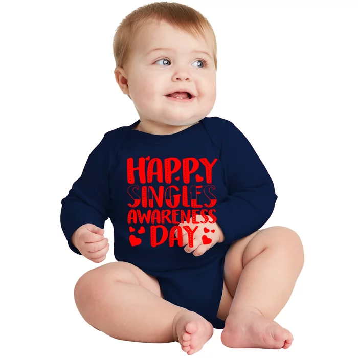 Happy Singles Awareness Day Anti Valentine's Day Heart Love Gift Baby Long Sleeve Bodysuit