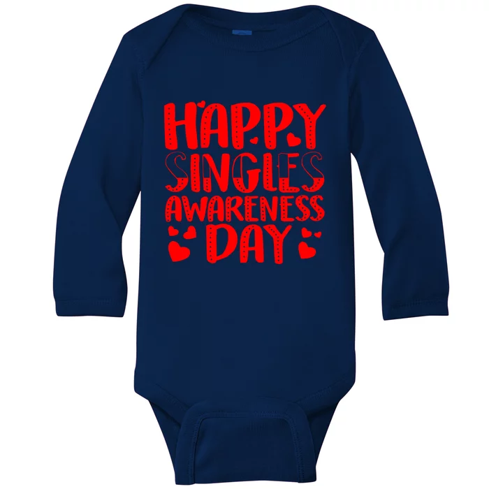 Happy Singles Awareness Day Anti Valentine's Day Heart Love Gift Baby Long Sleeve Bodysuit