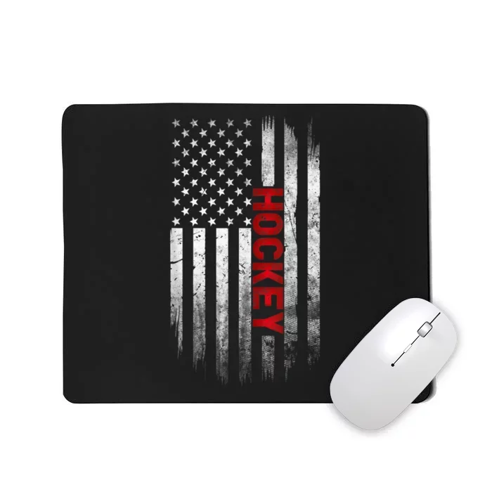 Hockey Stick American Flag Sports Patriotic Hockey Player Mousepad