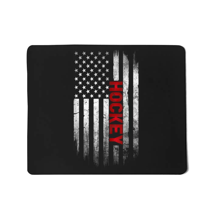 Hockey Stick American Flag Sports Patriotic Hockey Player Mousepad