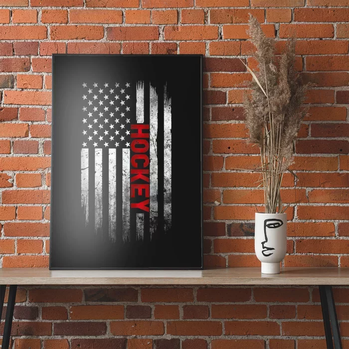 Hockey Stick American Flag Sports Patriotic Hockey Player Poster