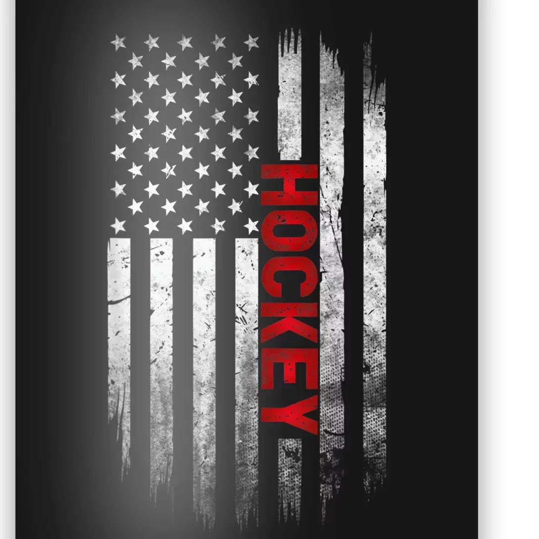 Hockey Stick American Flag Sports Patriotic Hockey Player Poster