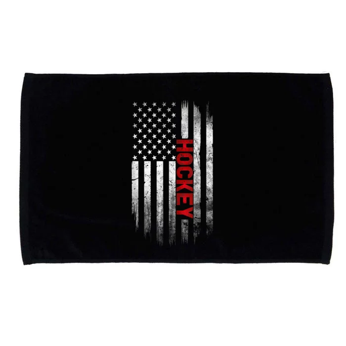 Hockey Stick American Flag Sports Patriotic Hockey Player Microfiber Hand Towel