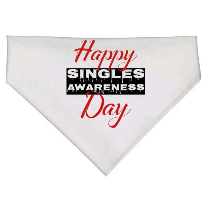 Happy Singles Awareness Day For Valentines Day Gift USA-Made Doggie Bandana