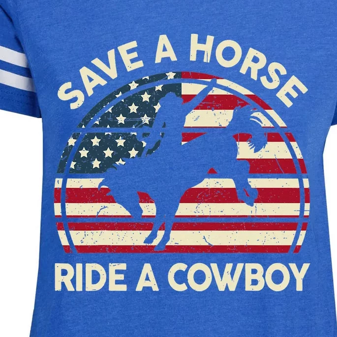 Horse Save A Horse Ride A Cowboy Gift Funny Enza Ladies Jersey Football T-Shirt