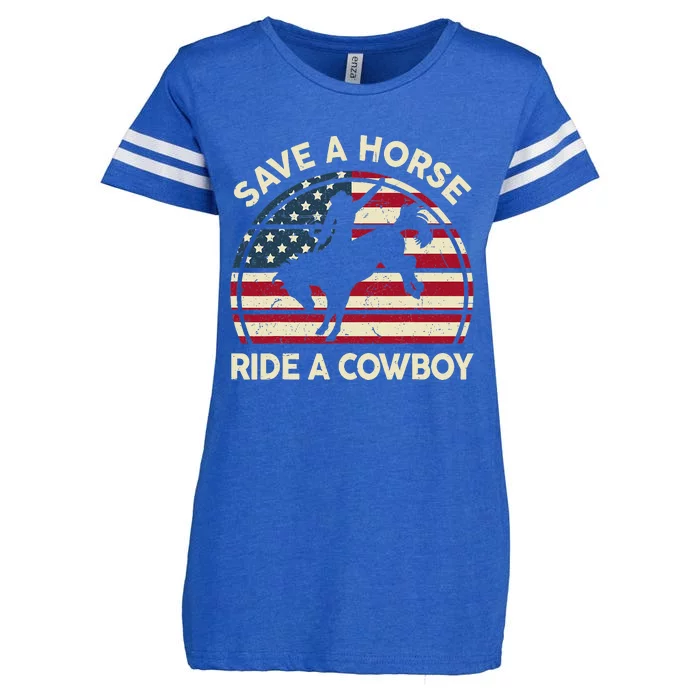 Horse Save A Horse Ride A Cowboy Gift Funny Enza Ladies Jersey Football T-Shirt