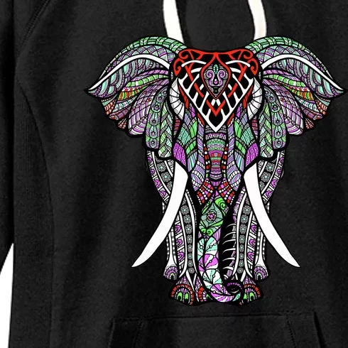 Henna Stylish Artistic Save The Elephants Wildlife Women's Fleece Hoodie