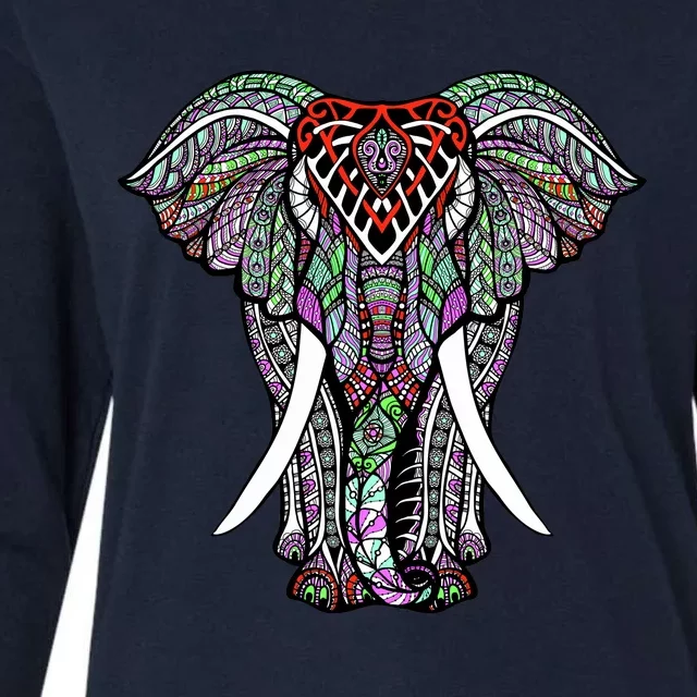 Henna Stylish Artistic Save The Elephants Wildlife Womens Cotton Relaxed Long Sleeve T-Shirt