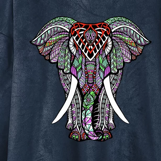 Henna Stylish Artistic Save The Elephants Wildlife Hooded Wearable Blanket