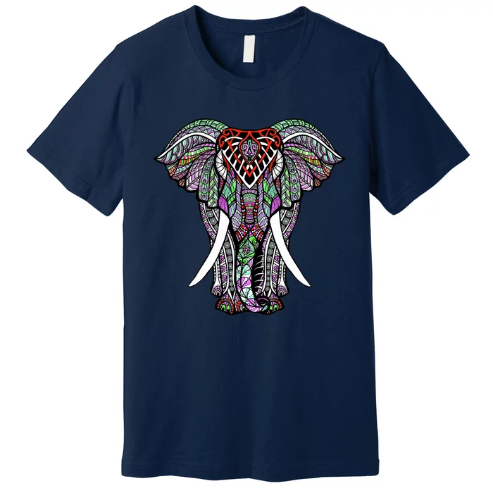 Henna Stylish Artistic Save The Elephants Wildlife Premium T-Shirt