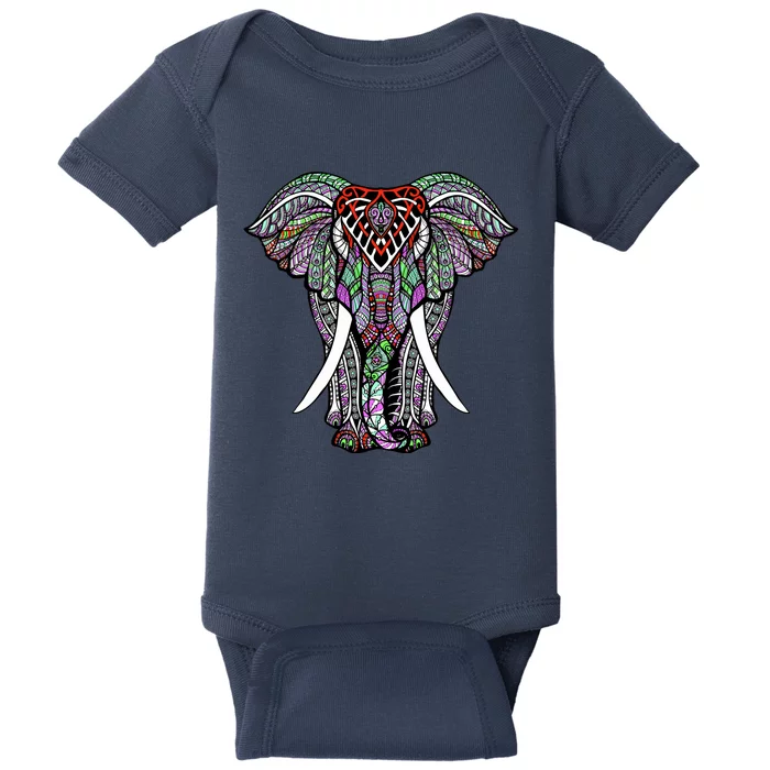 Henna Stylish Artistic Save The Elephants Wildlife Baby Bodysuit