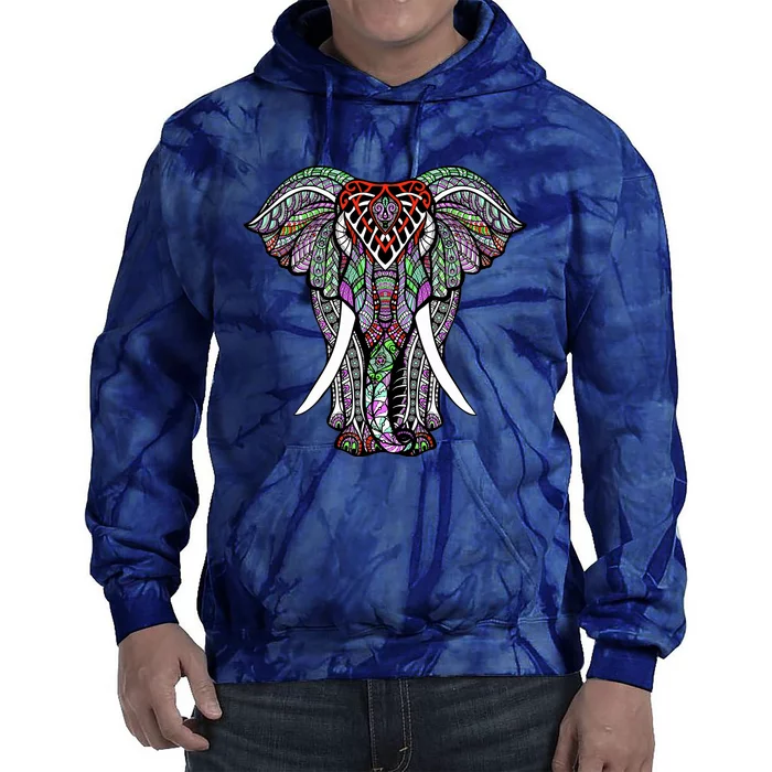 Henna Stylish Artistic Save The Elephants Wildlife Tie Dye Hoodie