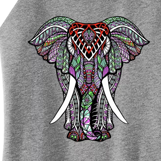 Henna Stylish Artistic Save The Elephants Wildlife Women’s Perfect Tri Rocker Tank