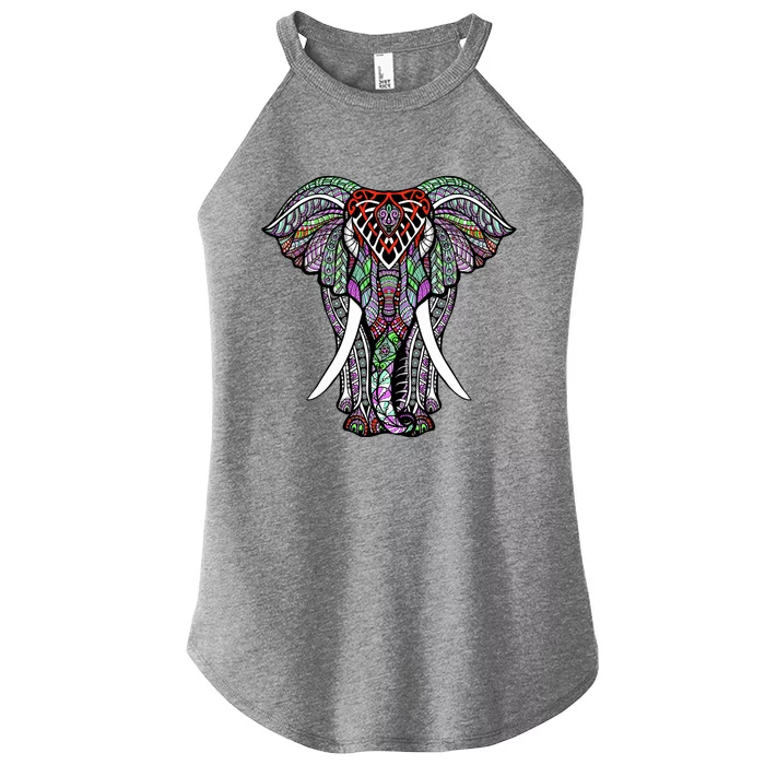 Henna Stylish Artistic Save The Elephants Wildlife Women’s Perfect Tri Rocker Tank