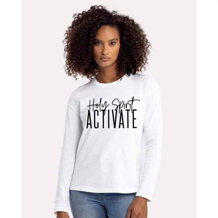 Holy Spirit Activate Funny Christian Womens Cotton Relaxed Long Sleeve T-Shirt