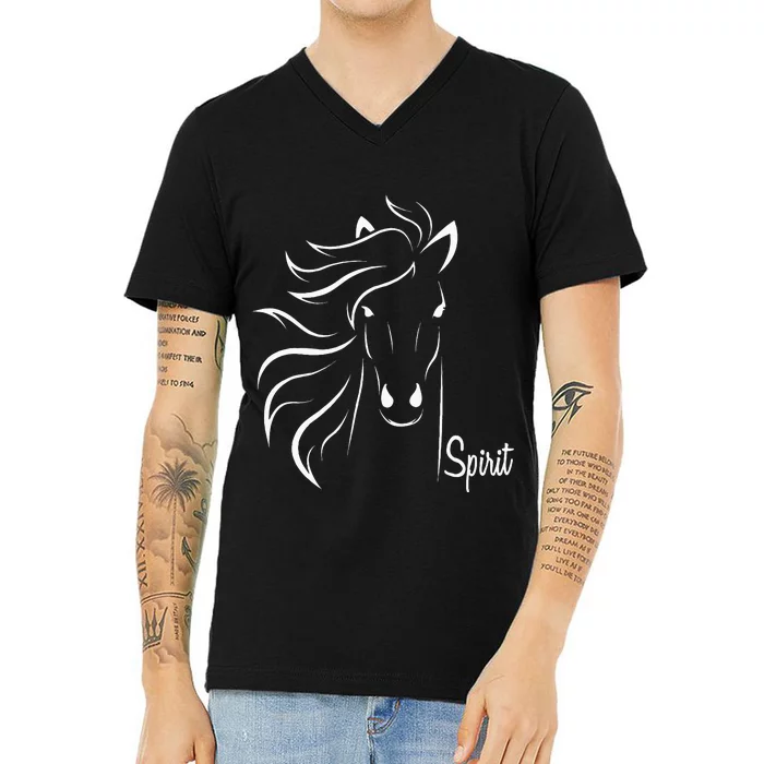 Horse Spirit Animal For Riding Lovers Feel Free Gift Idea V-Neck T-Shirt