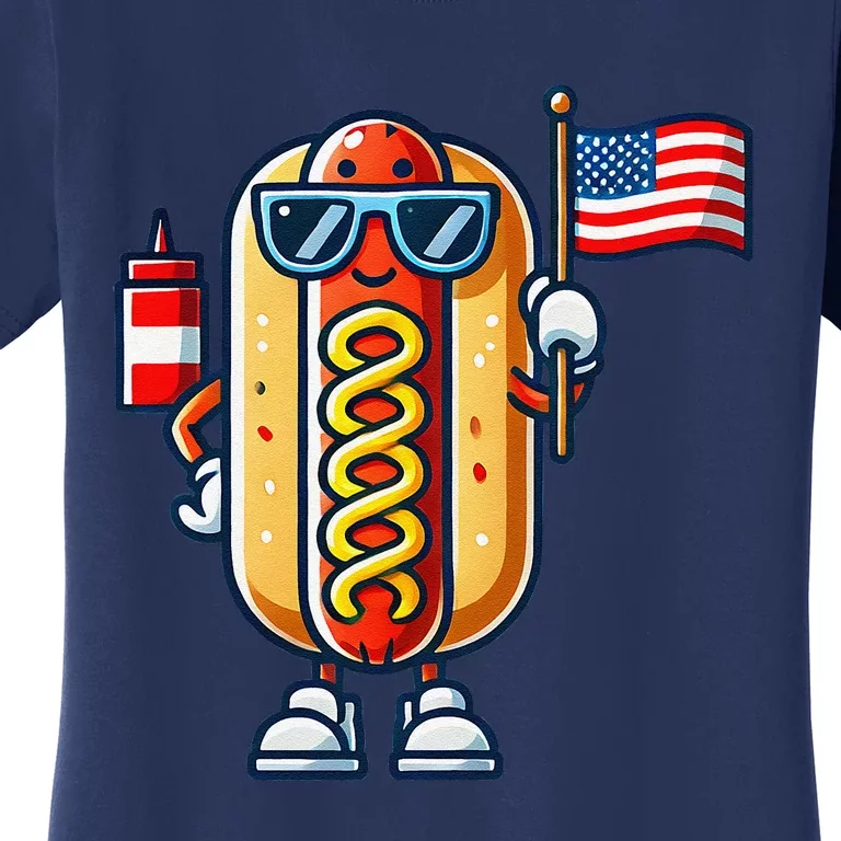 Hotdog Sunglasses American Flag Women's T-Shirt