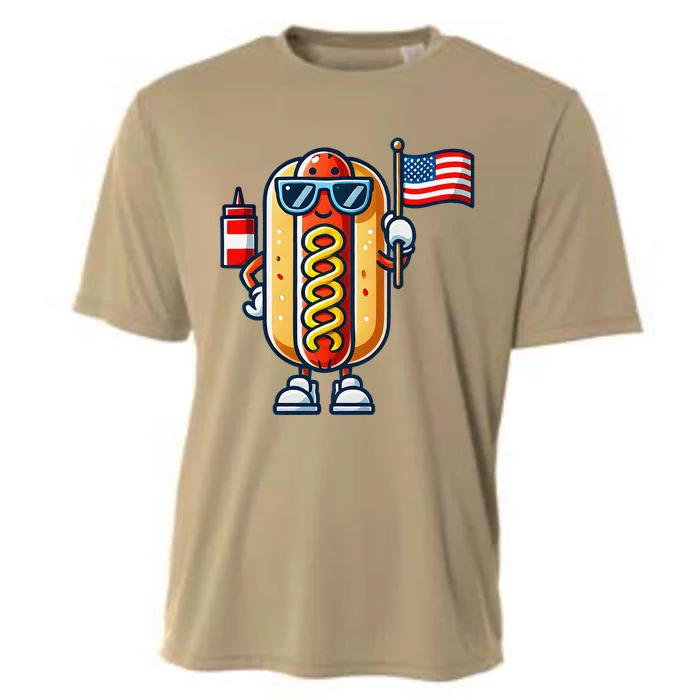 Hotdog Sunglasses American Flag Cooling Performance Crew T-Shirt