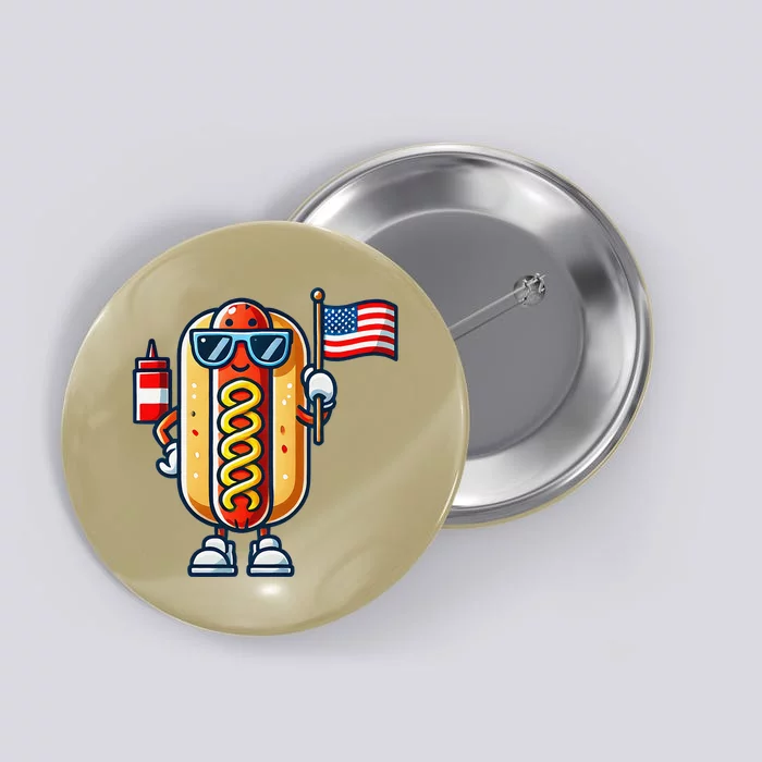 Hotdog Sunglasses American Flag Button