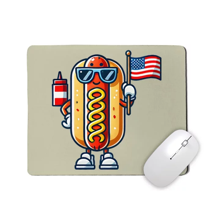 Hotdog Sunglasses American Flag Mousepad