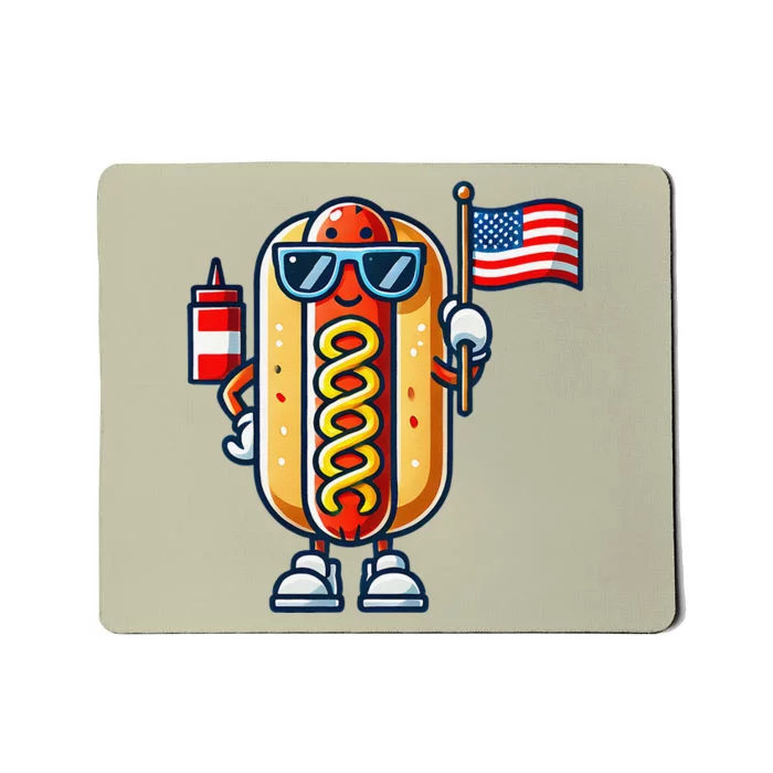 Hotdog Sunglasses American Flag Mousepad