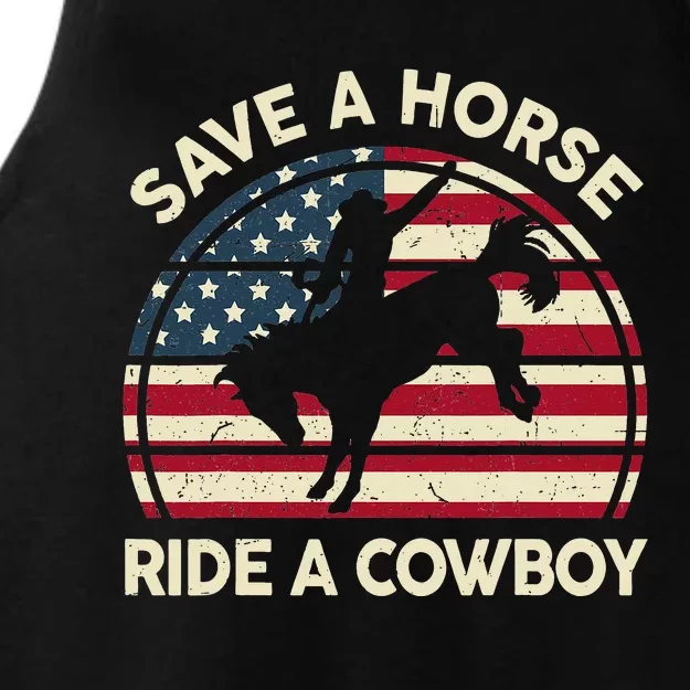 Horse Save A Horse Ride A Cowboy Ladies Tri-Blend Wicking Tank