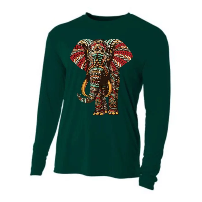 Henna Stylish Artistic Save The Elephants | Wildlife Cooling Performance Long Sleeve Crew