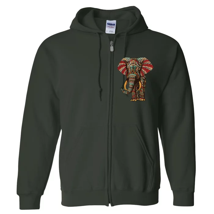 Henna Stylish Artistic Save The Elephants | Wildlife Full Zip Hoodie