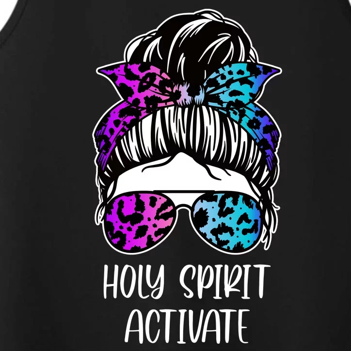 Holy Spirit Activate Funny Female Hair Bun Performance Tank