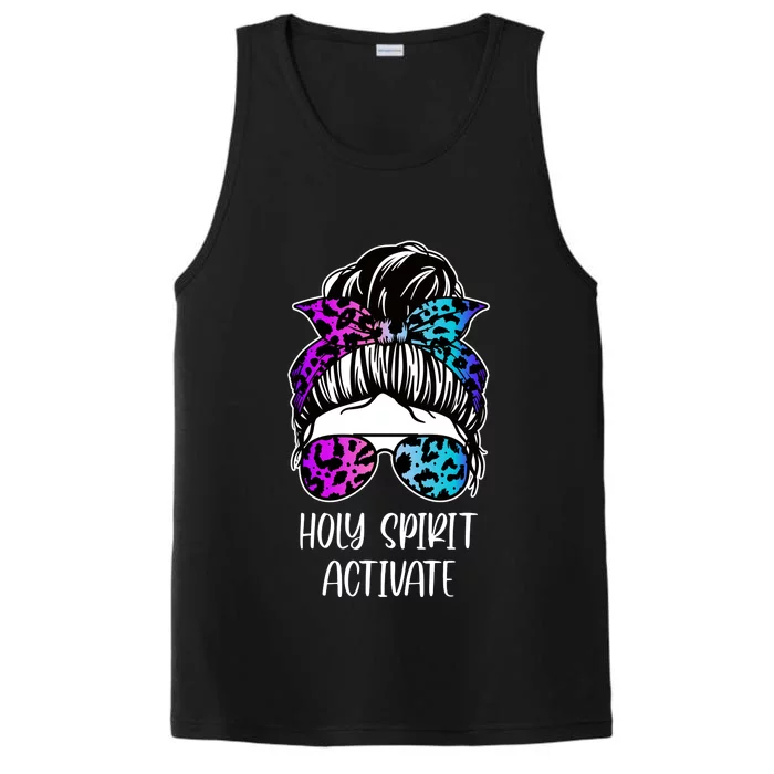 Holy Spirit Activate Funny Female Hair Bun Performance Tank