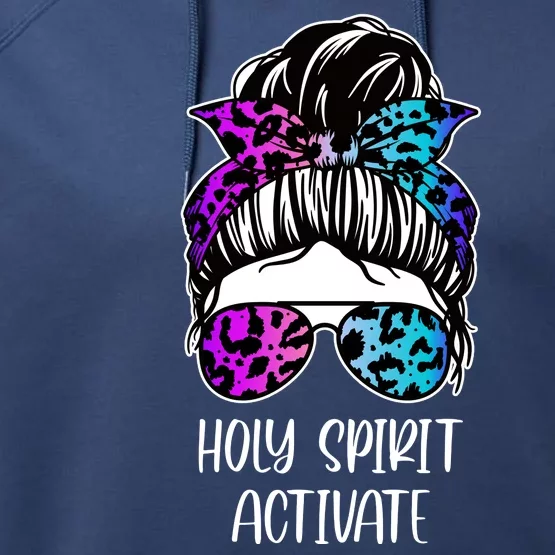 Holy Spirit Activate Funny Female Hair Bun Performance Fleece Hoodie