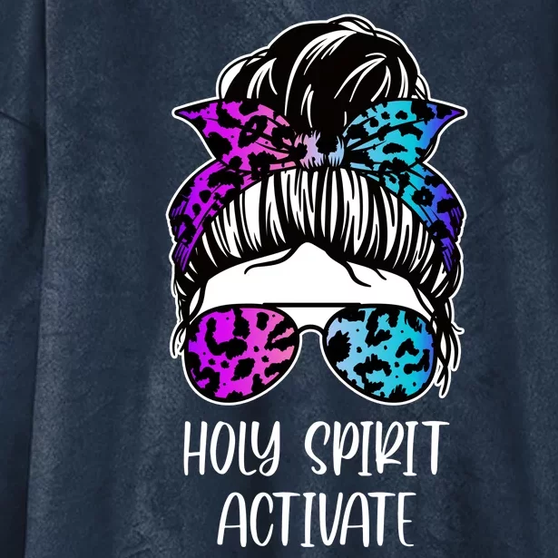 Holy Spirit Activate Funny Female Hair Bun Hooded Wearable Blanket