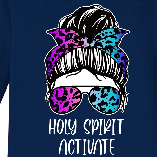 Holy Spirit Activate Funny Female Hair Bun Baby Long Sleeve Bodysuit