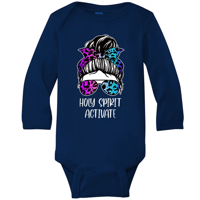 Holy Spirit Activate Funny Female Hair Bun Baby Long Sleeve Bodysuit