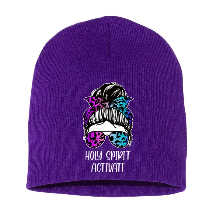 Holy Spirit Activate Funny Female Hair Bun Short Acrylic Beanie