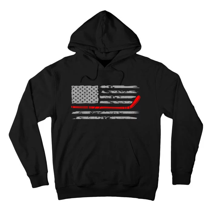 Hockey Sticks American Flag Gift For Player Tall Hoodie