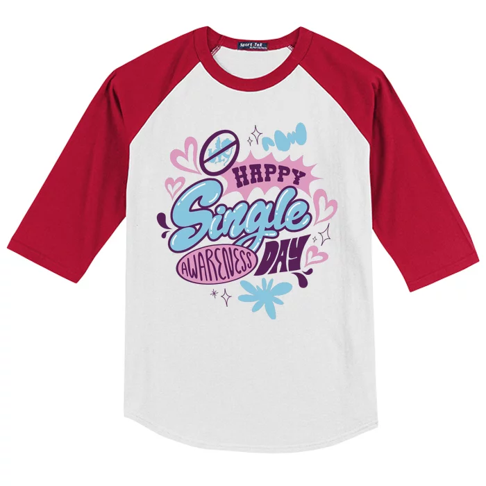 Happy Single Awareness Day Kids Colorblock Raglan Jersey