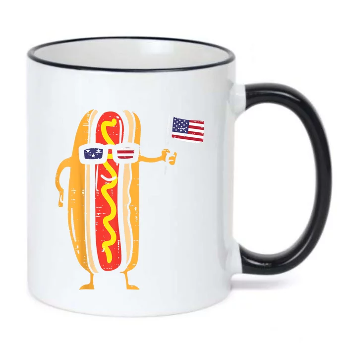 Hotdog Sunglasses American Flag USA Funny 4th Of July Fourth Black Color Changing Mug