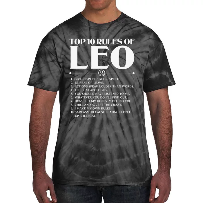 Horoscope Symbols Astrology Sign Top 10 Rules Of Leo Tie-Dye T-Shirt