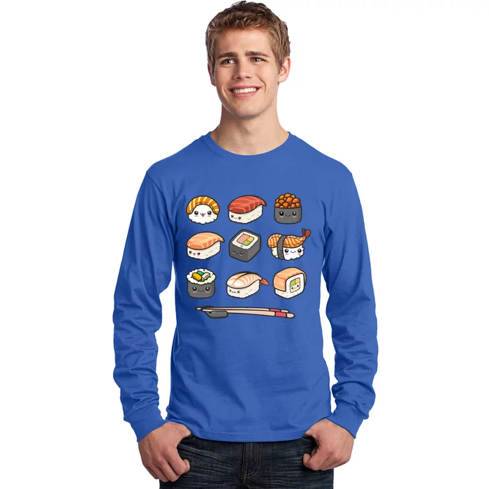 Happy Sushi Anime Kawaii Set Japanese Food Lover Otaku Ga Gift Long Sleeve Shirt