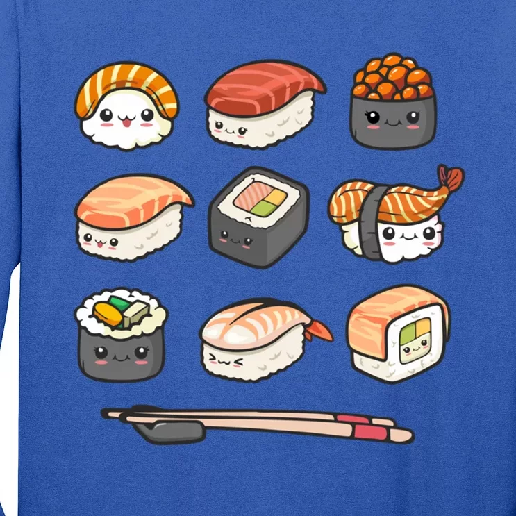 Happy Sushi Anime Kawaii Set Japanese Food Lover Otaku Ga Gift Long Sleeve Shirt