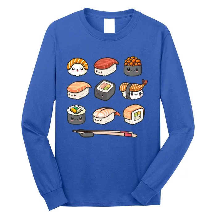 Happy Sushi Anime Kawaii Set Japanese Food Lover Otaku Ga Gift Long Sleeve Shirt