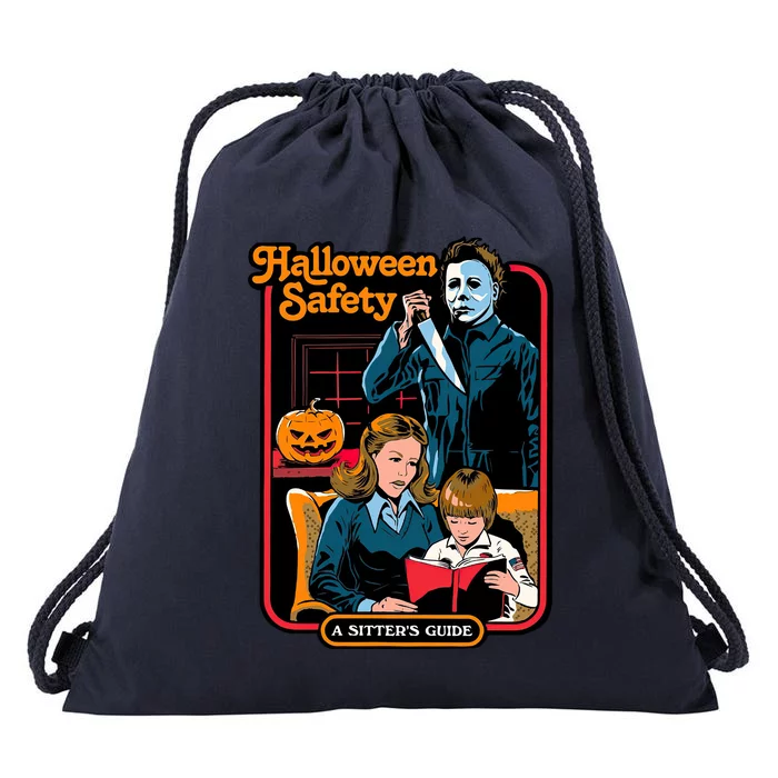 Halloween Safety A Sisters Guide Horror Movie Night Drawstring Bag