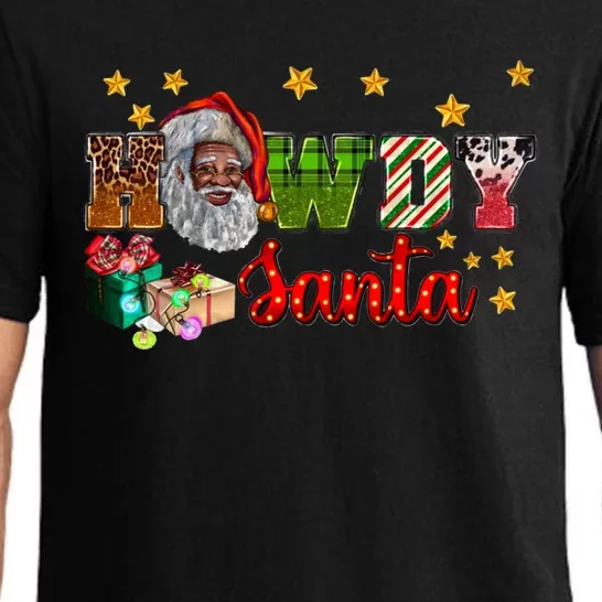 Howdy Santa African Afro Santa Black Western Cow Xmas Gift Pajama Set