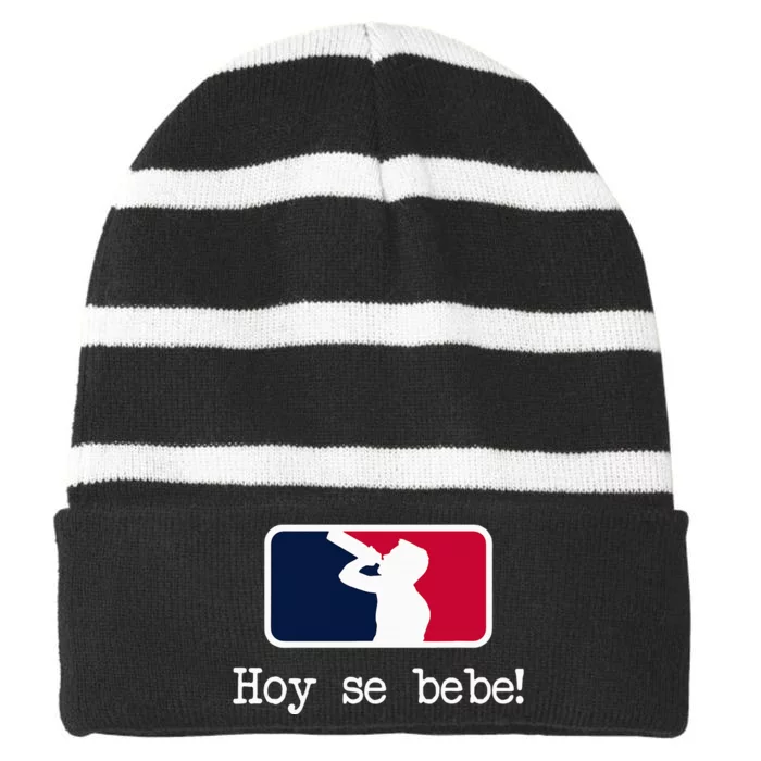 Hoy Se Bebe Latino Spanish Funny Striped Beanie with Solid Band