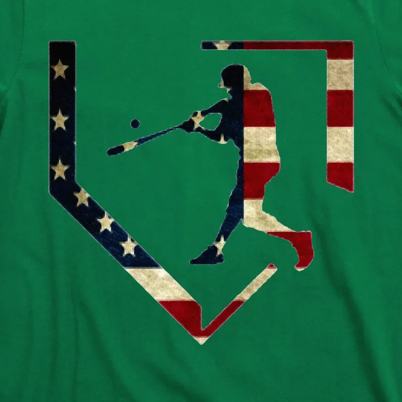 High School Baseball Season College Ball Player Usa Flag T-Shirt