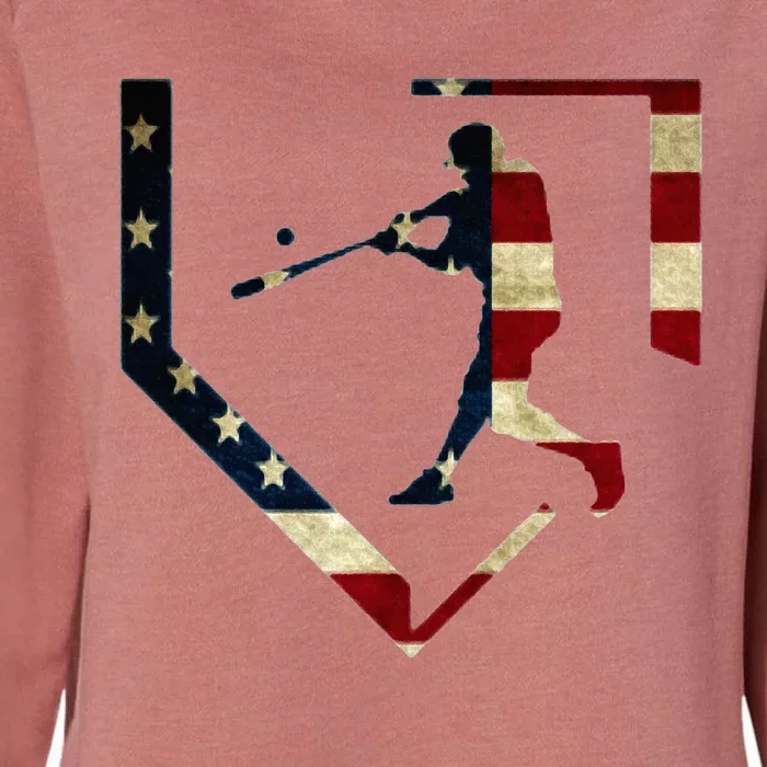 High School Baseball Season College Ball Player Usa Flag Womens California Wash Sweatshirt