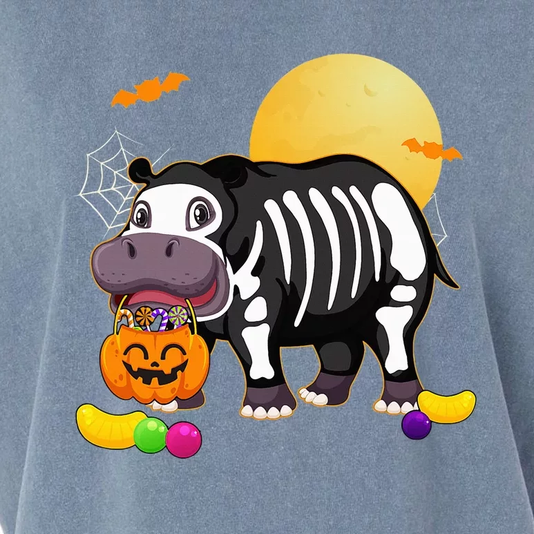 Hippo Skeleton Bone Halloween Costume Pumpkin Garment-Dyed Women's Muscle Tee