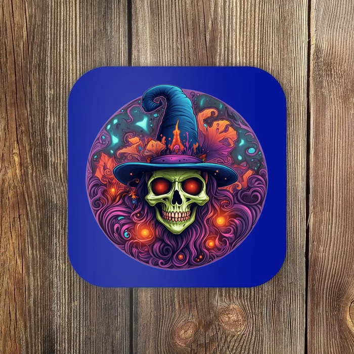 Halloween Scary Bony Green Witch Face Trick Treat Funny Gift Coaster