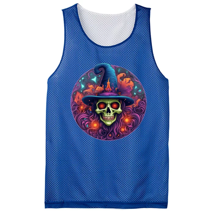 Halloween Scary Bony Green Witch Face Trick Treat Funny Gift Mesh Reversible Basketball Jersey Tank